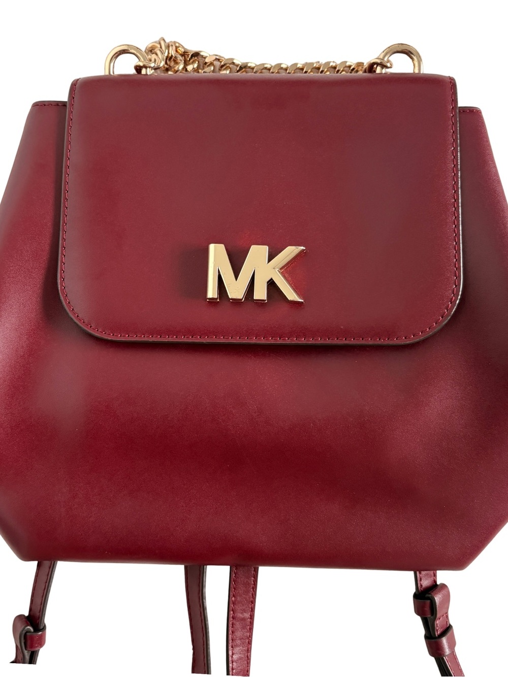 Michael Kors Mott Leather MK Logo Backpack with Gold Hardware